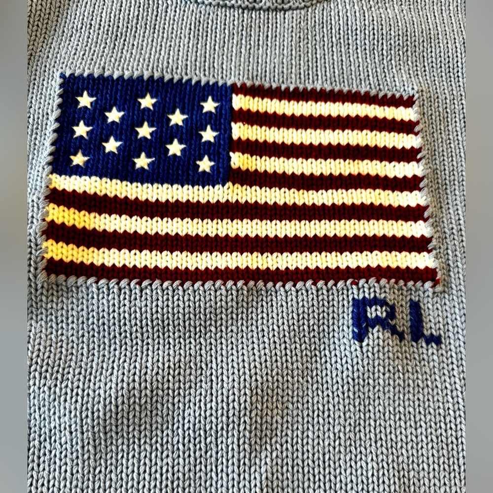 NWT Polo by Ralph Lauren Women’s Blue Flag Sweater (medium) - Picture 6 of 8